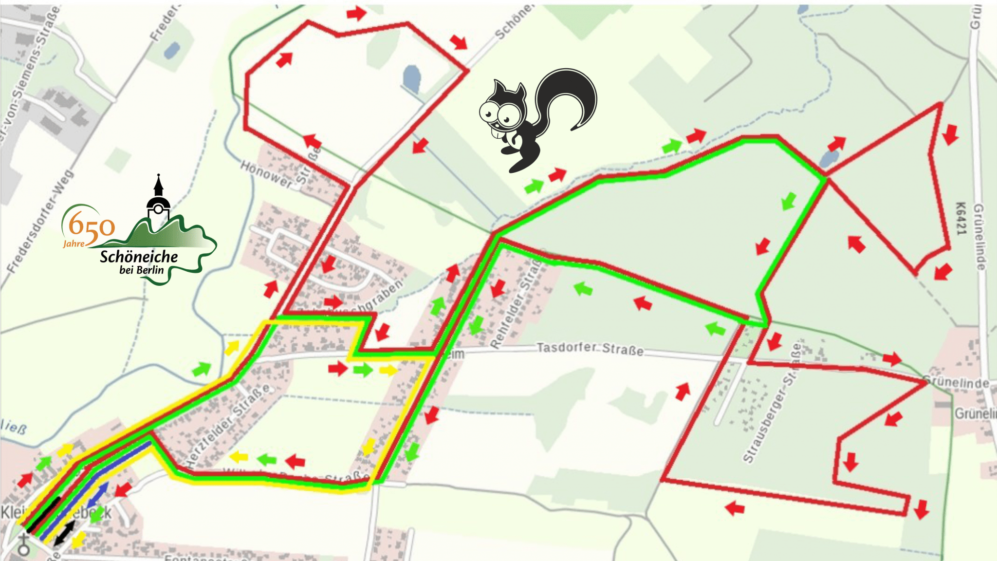 Darstellung der einzelnen Laufrouten
